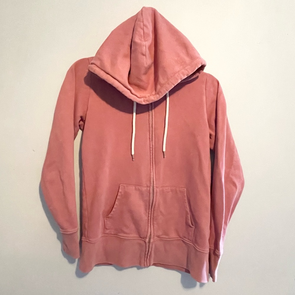 GAP Sweats Long Sleeve Full Zip Hooded Sweatshirt Faded Salmon Women’s Size XS